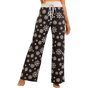 X-Image Women's Comfy Pajama Lounge Pants Floral Print Drawstring Jogger Wide Leg Athletic Pants