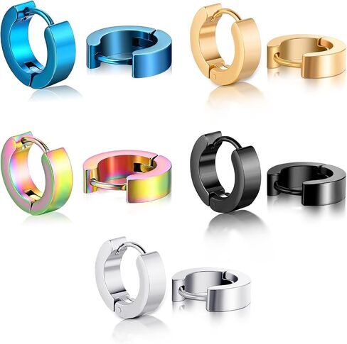 Stainless Steel Hoop Earrings for Women Men Minimalist Huggie Earrings Gold Silver Black Hypoallergenic Small Round Earrings in Kuwait