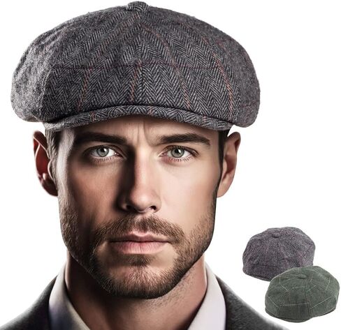 LADYBRO 2 Pack 8-Panel Newsboy Hats for Men Cabbie Hat Gatsby Cap Vintage Wool Blend Tweed Irish Hat in Kuwait
