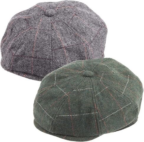 LADYBRO 2 Pack 8-Panel Newsboy Hats for Men Cabbie Hat Gatsby Cap Vintage Wool Blend Tweed Irish Hat in Kuwait