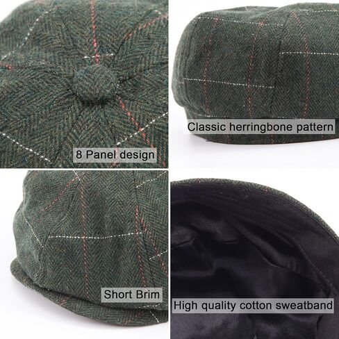 LADYBRO 2 Pack 8-Panel Newsboy Hats for Men Cabbie Hat Gatsby Cap Vintage Wool Blend Tweed Irish Hat in Kuwait