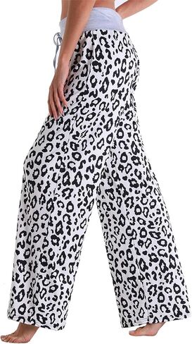 X-Image Women's Comfy Pajama Lounge Pants Floral Print Drawstring Jogger Wide Leg Athletic Pants in Kuwait