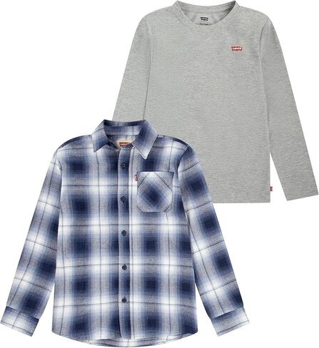 Levi's Boys' Long Sleeve Waffle Knit and Flannel 2-Pack Shirt in Saudi Arabia
