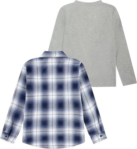 Levi's Boys' Long Sleeve Waffle Knit and Flannel 2-Pack Shirt in Saudi Arabia