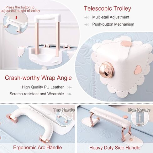 حقيبة حمل كلاسيكية من Unitravel مقاس 20 بوصة من جلد البولي يوريثان بتصميم كلاسيكي (أزرق فاتح) in Kuwait