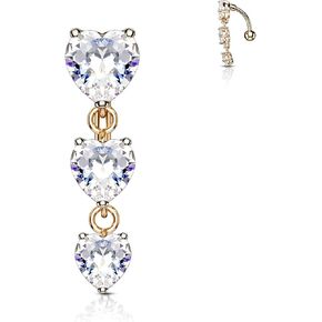 Forbidden Body Jewelry Surgical Steel Sexy Dangle Reverse Mount Triple CZ Vertical Drop Belly Button Ring in Kuwait