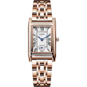 FANMIS Womens Watches Rose Gold Case Roman Numeral Luxury Wristwatch Square Brown Leather Strap Watch…