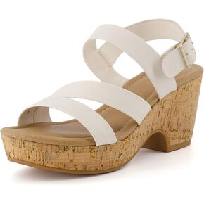 CUSHIONAIRE Women's Russ cork wedge sandal +Memory Foam, Wide Widths Available, Bone 7.5 W in Saudi Arabia
