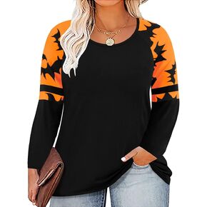 CARCOS Plus Size Tops for Women Long Sleeve Raglan Tops Flower/Tie Dye/Camo/Aztec/Leopard Print T Shirts Tunic Fall Xl-5Xl in Saudi Arabia
