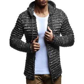 Leif Nelson LN20724 Men's Knit Jacket with Hood Knitt Zip Up Cardigan Hoodie in Kuwait