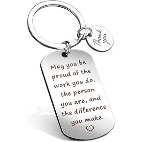 WLLHYF Thank You Keychain Inspirational Keychain for Men Women Employee Colleague Team Appreciation Present from Boss Coworker Leaving Retirement Farewell Gifts