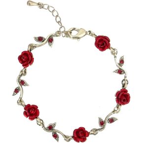 HYXITVCG Rose Bracelets for Women, Rose Charm Bracelet, Flower Bracelet Pretty Bracelet, Vintage Rose Temperament Bracelet for Women Girls, Valentine's Day Mothers Day Christmas Birthday Gift in Kuwait