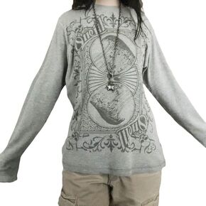 Zempertoopa Women' s Y2K Fairy Grunge Sweatshirt Long Sleeve Graphic Print Oversized T-Shirt Gothic Streetwear Pullover Top in Saudi Arabia