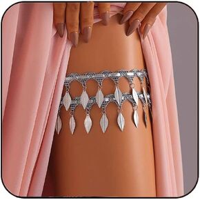 Jeweky Layered Thigh Chain Leaf Leg Chain Tassel Body Chain Beach Summer Body Jewelry for Women and Girls in Kuwait