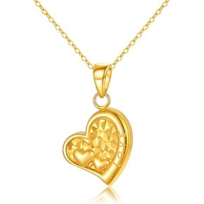 قلادة من الذهب الصلب عيار 18 قيراط للنساء، مجوهرات مكتوب عليها "I Love You Forever" من الذهب الحقيقي للتعبير عن الحب على شكل قلب هدية مجوهرات للأم، الزوجة، الفتيات، 40.64 سم + 5.08 سم in Saudi Arabia