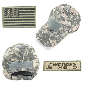 GES Tactical Hat for Men with 2 Pieces Military Patches, Operator Hat with USA Flag