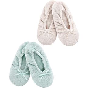 Panda Bros 2 Pairs Women's Ballerina House Slippers, Anti-Skid Comfy Warm Ballet Style Slippers in Kuwait