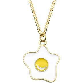 Yihan مجوهرات ثلاثية الأبعاد لطيف البيض المقلي قلادة 18K مطلية بالذهب بيض مسلوق المعلقات سحر جميل عجة قلادة قلادة in Kuwait