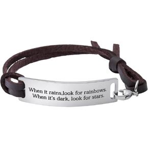 Yiyang Motivational Gift Inspirational Leather Bracelet Adjustable Bangle Jewelry Stainless Steel in Kuwait