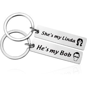 2PCS She's My Linda He's My Bob Keychains Inspired Gift Couple Keychian Set for Bob's .Burgers FANS Friends Valentine’s Day Gift in Kuwait