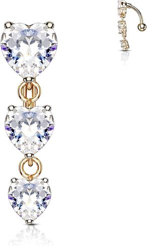 Forbidden Body Jewelry Surgical Steel Sexy Dangle Reverse Mount Triple CZ Vertical Drop Belly Button Ring in Kuwait