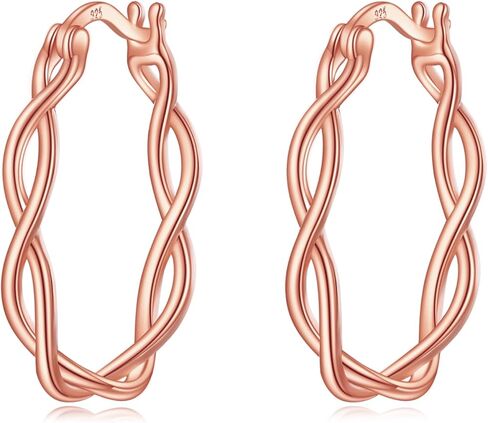 YFN 925 Sterling Silver Hoop Earrings for Women Lightweight Twisted Hoop Earrings with Click-Top Closure，Hypoallergenic Hoops Earrings for Girls in Kuwait