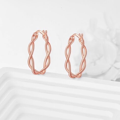 YFN 925 Sterling Silver Hoop Earrings for Women Lightweight Twisted Hoop Earrings with Click-Top Closure，Hypoallergenic Hoops Earrings for Girls in Kuwait