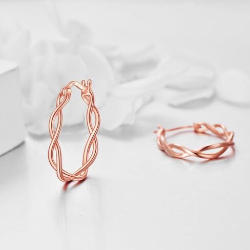 YFN 925 Sterling Silver Hoop Earrings for Women Lightweight Twisted Hoop Earrings with Click-Top Closure，Hypoallergenic Hoops Earrings for Girls in Kuwait