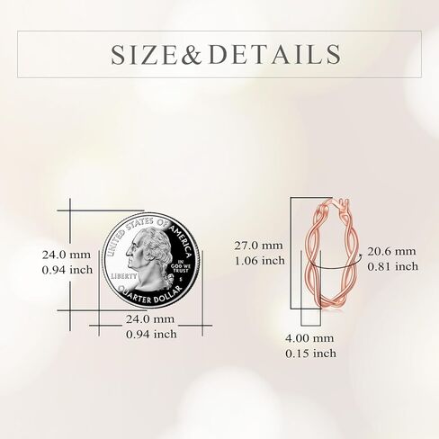 YFN 925 Sterling Silver Hoop Earrings for Women Lightweight Twisted Hoop Earrings with Click-Top Closure，Hypoallergenic Hoops Earrings for Girls in Kuwait