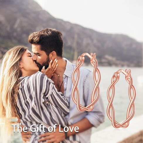 YFN 925 Sterling Silver Hoop Earrings for Women Lightweight Twisted Hoop Earrings with Click-Top Closure，Hypoallergenic Hoops Earrings for Girls in Kuwait