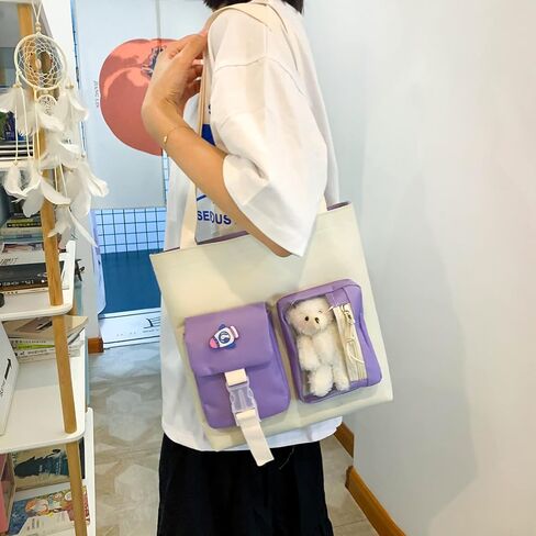 LIK EPOCH Kawaii Backpack 5Pcs Set Aesthetic Backpack 17in Preppy Backpacks with Badge&Pendant,Shoulder Bag,Pencil Box,Tote Bag,Lucky Bag(Blue) in Saudi Arabia
