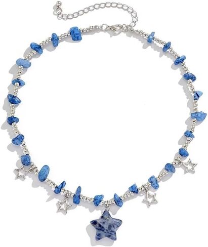 Azusa Sun Star Charms Pendant Choker Y2K Healing Crystal Necklace Summer Jewelry with Silver Chains for Teen Girls Women in Saudi Arabia