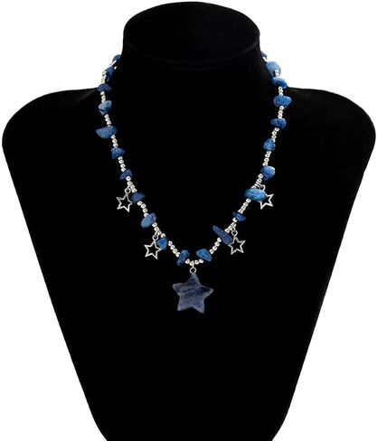 Azusa Sun Star Charms Pendant Choker Y2K Healing Crystal Necklace Summer Jewelry with Silver Chains for Teen Girls Women in Saudi Arabia