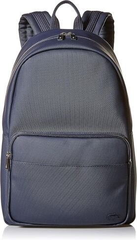 Lacoste mens Solid Large Zip Backpacks, Black, One Size US in Saudi Arabia