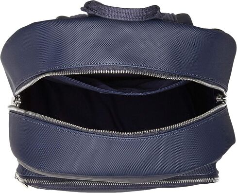 Lacoste mens Solid Large Zip Backpacks, Black, One Size US in Saudi Arabia