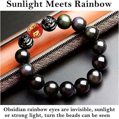 Black Obsidian Bracelet,Feng Shui Black Obsidian Wealth Bracelet for Women Men Couples Handmade Stretch Obsidian Bracelet Bangle with Carved Pixiu Tiger Eye Stone Attract Wealth Money and Good Luck in Kuwait