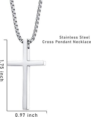 Rnivida Cross Necklace for Men, Philippians 4:13 Christian Cross Stainless Steel Necklaces for Men Boys in Kuwait