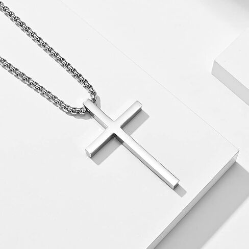 Rnivida Cross Necklace for Men, Philippians 4:13 Christian Cross Stainless Steel Necklaces for Men Boys in Kuwait