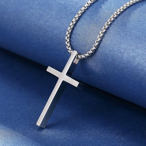 Rnivida Cross Necklace for Men, Philippians 4:13 Christian Cross Stainless Steel Necklaces for Men Boys in Kuwait