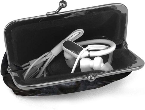 Black Cat Women's Leather Coin Purse, Small Change Pouch with Kiss-Lock Clasp Closure Buckle Wallet for Girl Gift in Kuwait