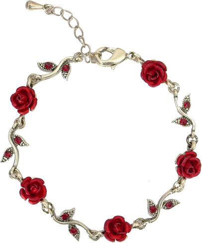HYXITVCG Rose Bracelets for Women, Rose Charm Bracelet, Flower Bracelet Pretty Bracelet, Vintage Rose Temperament Bracelet for Women Girls, Valentine's Day Mothers Day Christmas Birthday Gift in Kuwait