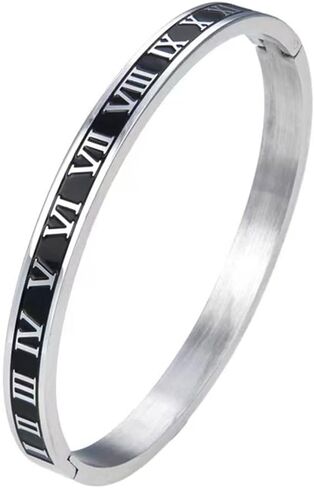 نايتكروز سوار حلقي من الستانلس ستيل بتصميم ارقام رومانية للرجال والنساء، مقاس 7 5 انش، نحاس من الستانلس ستيل، بدون احجار كريمة, ستانلس ستيل نحاسي, بدون أحجار كريمة in Kuwait
