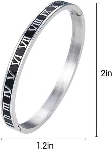 نايتكروز سوار حلقي من الستانلس ستيل بتصميم ارقام رومانية للرجال والنساء، مقاس 7 5 انش، نحاس من الستانلس ستيل، بدون احجار كريمة, ستانلس ستيل نحاسي, بدون أحجار كريمة in Kuwait