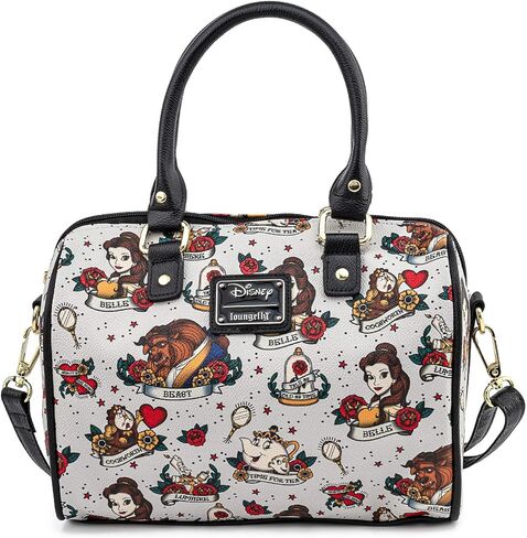 Loungefly Beauty and the Beast Belle and Characters All Over Print Tattoo Art Handbag Purse in Kuwait