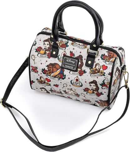 Loungefly Beauty and the Beast Belle and Characters All Over Print Tattoo Art Handbag Purse in Kuwait