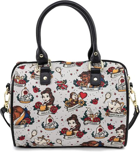 Loungefly Beauty and the Beast Belle and Characters All Over Print Tattoo Art Handbag Purse in Kuwait