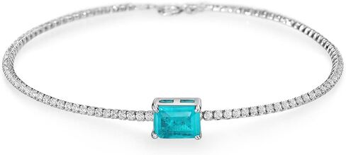 Michooyel S925 Paraiba سوار مكعب زركونيا الفضة الاسترليني سحر لينك سوار للنساء ، الأحجار الكريمة ، paraiba-Tourmaline, أحجار كريمة, بارابا تورمالين in Saudi Arabia