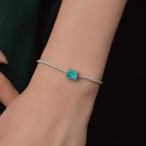 Michooyel S925 Paraiba سوار مكعب زركونيا الفضة الاسترليني سحر لينك سوار للنساء ، الأحجار الكريمة ، paraiba-Tourmaline, أحجار كريمة, بارابا تورمالين in Saudi Arabia
