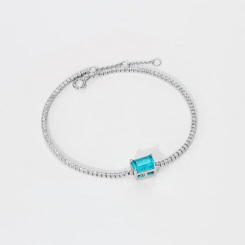 Michooyel S925 Paraiba سوار مكعب زركونيا الفضة الاسترليني سحر لينك سوار للنساء ، الأحجار الكريمة ، paraiba-Tourmaline, أحجار كريمة, بارابا تورمالين in Saudi Arabia