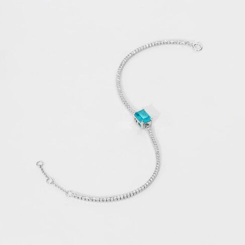 Michooyel S925 Paraiba سوار مكعب زركونيا الفضة الاسترليني سحر لينك سوار للنساء ، الأحجار الكريمة ، paraiba-Tourmaline, أحجار كريمة, بارابا تورمالين in Saudi Arabia